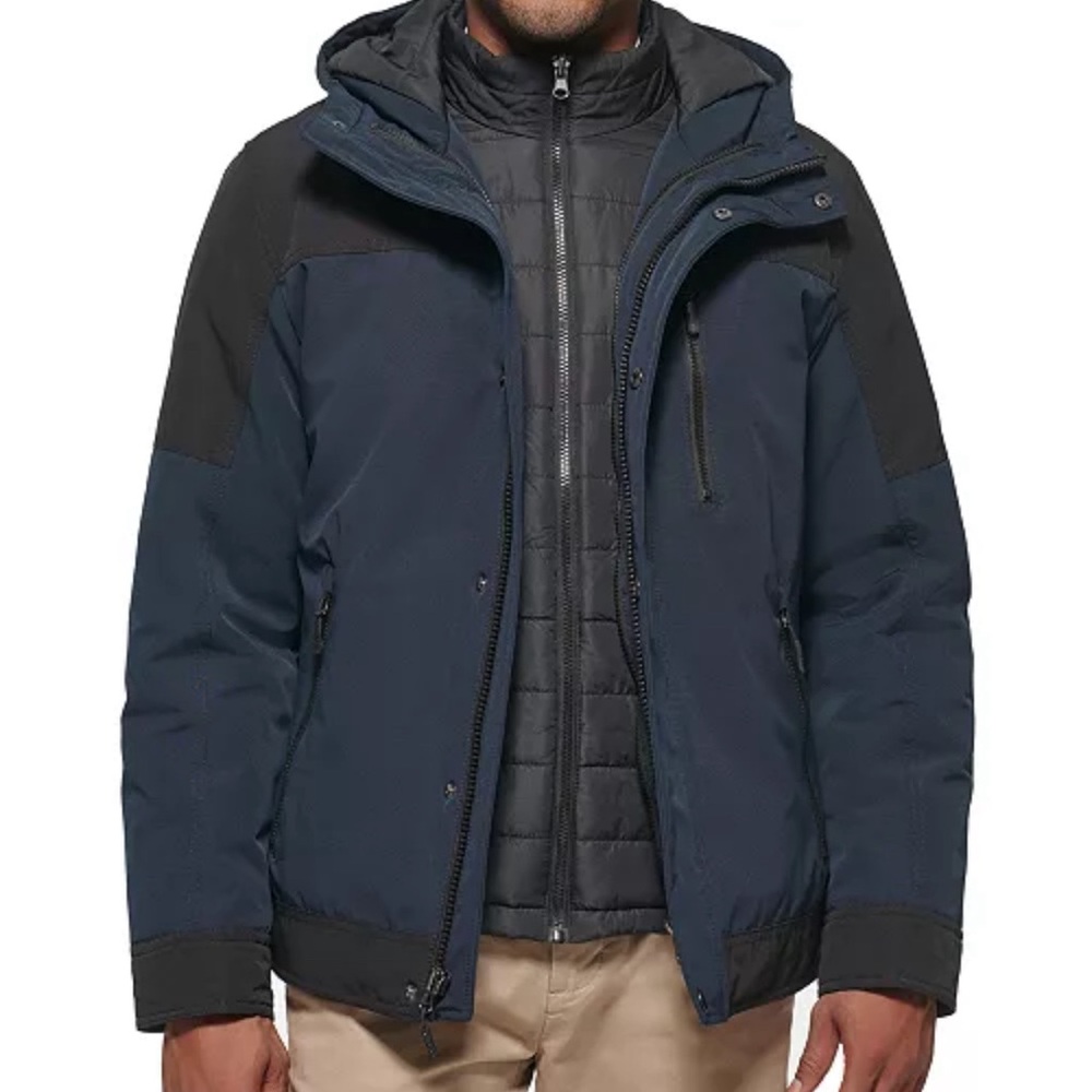 CLUB ROOM Men's 3-in-1 Hooded Jacket navy men small